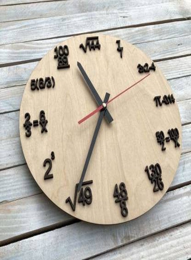 NABSTER Math Formula Wall Clock Nerdy Contemporary Wall Clock Black Round Time Clock Home Decor Student Teacher Unique Gift for Maths Lover (12 inch) (Dark Brown-Black) - Image 3